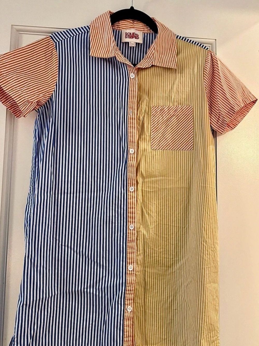 Solid & Striped Blue & Orange Striped Shirt Dress/Coverup